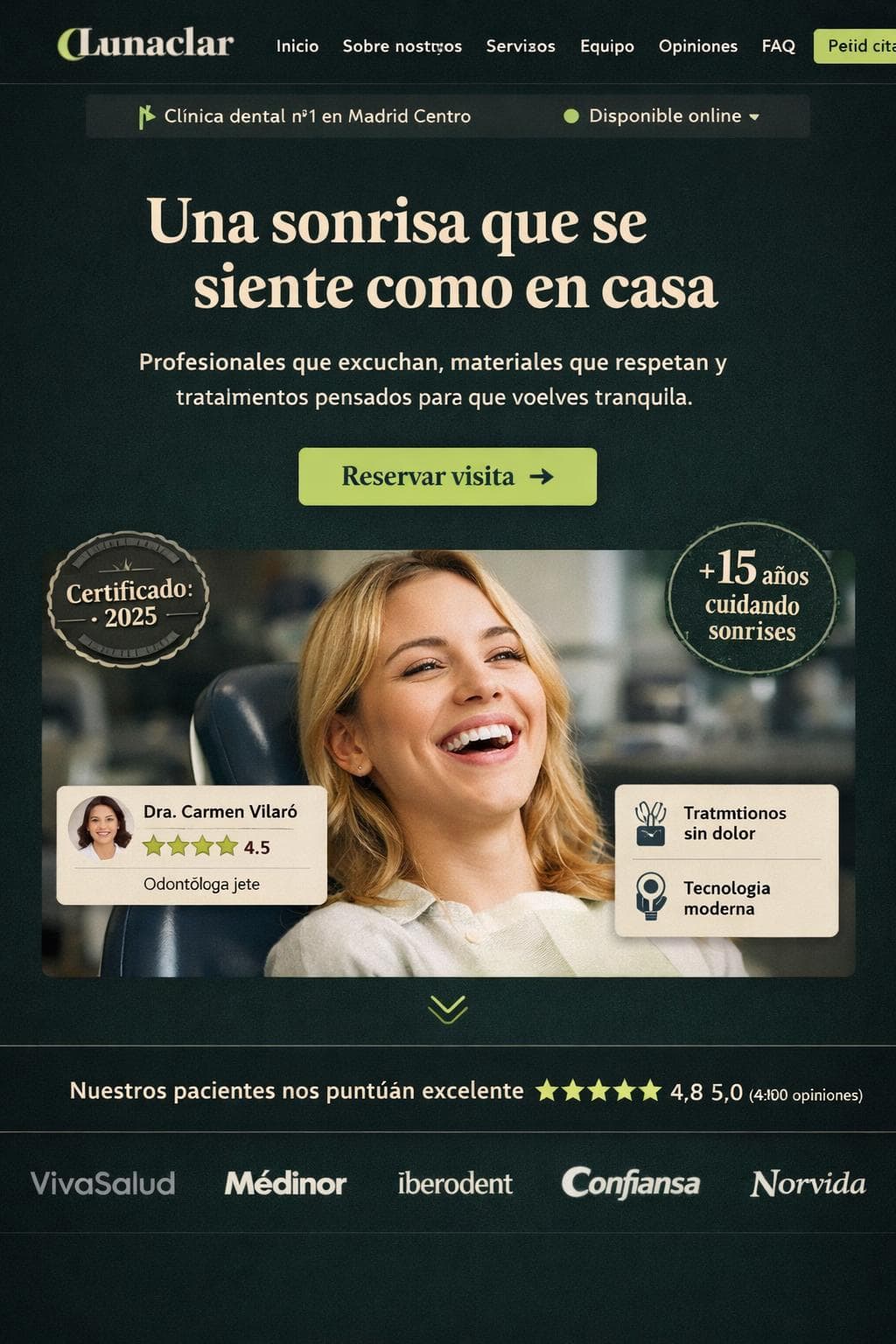 Lunaclar Dental — vista previa del theme