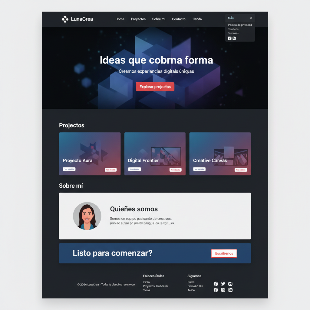 LunaCrea — vista previa del theme