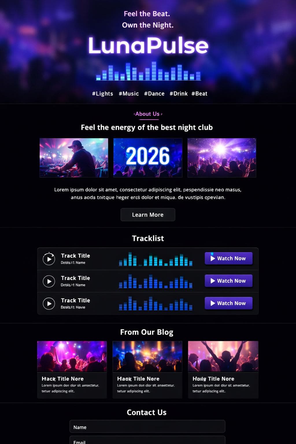 LunaPulse — vista previa del theme