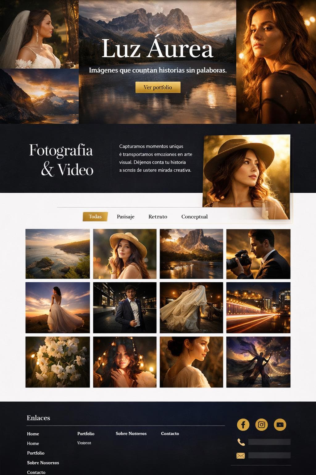 Luz Áurea — vista previa del theme
