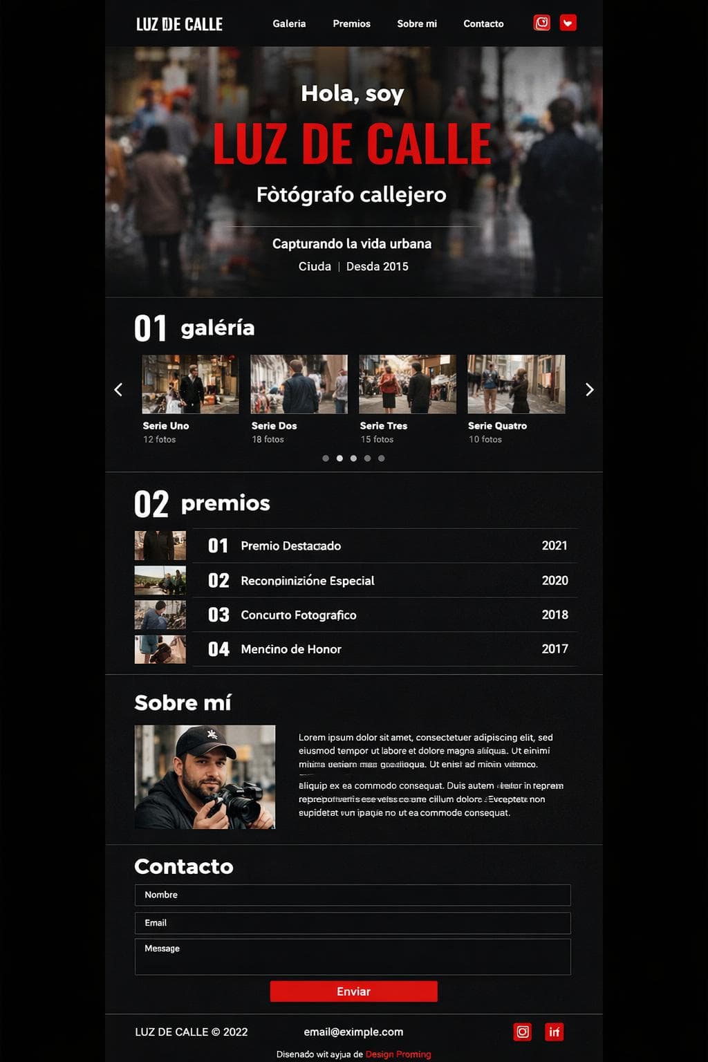 Luz de Calle — vista previa del theme