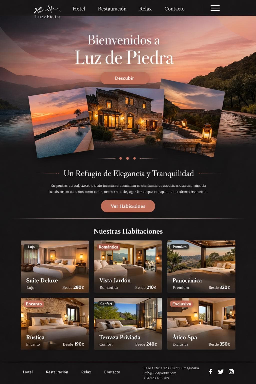 Luz de Piedra — vista previa del theme