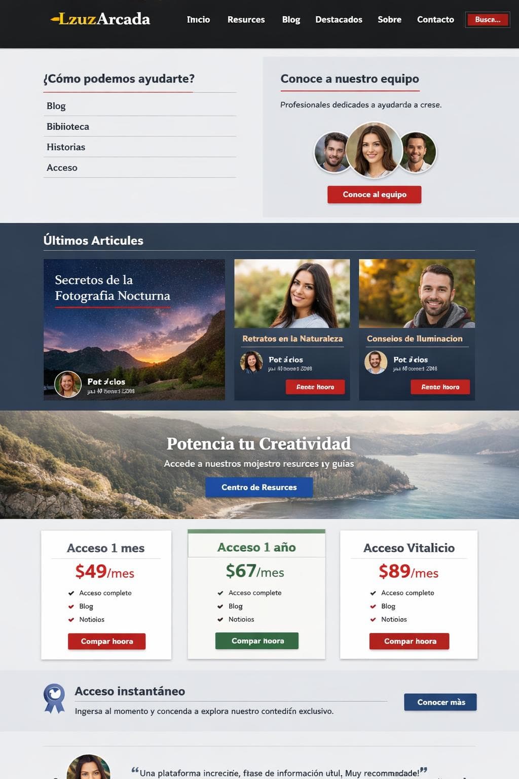 LuzArcada — vista previa del theme