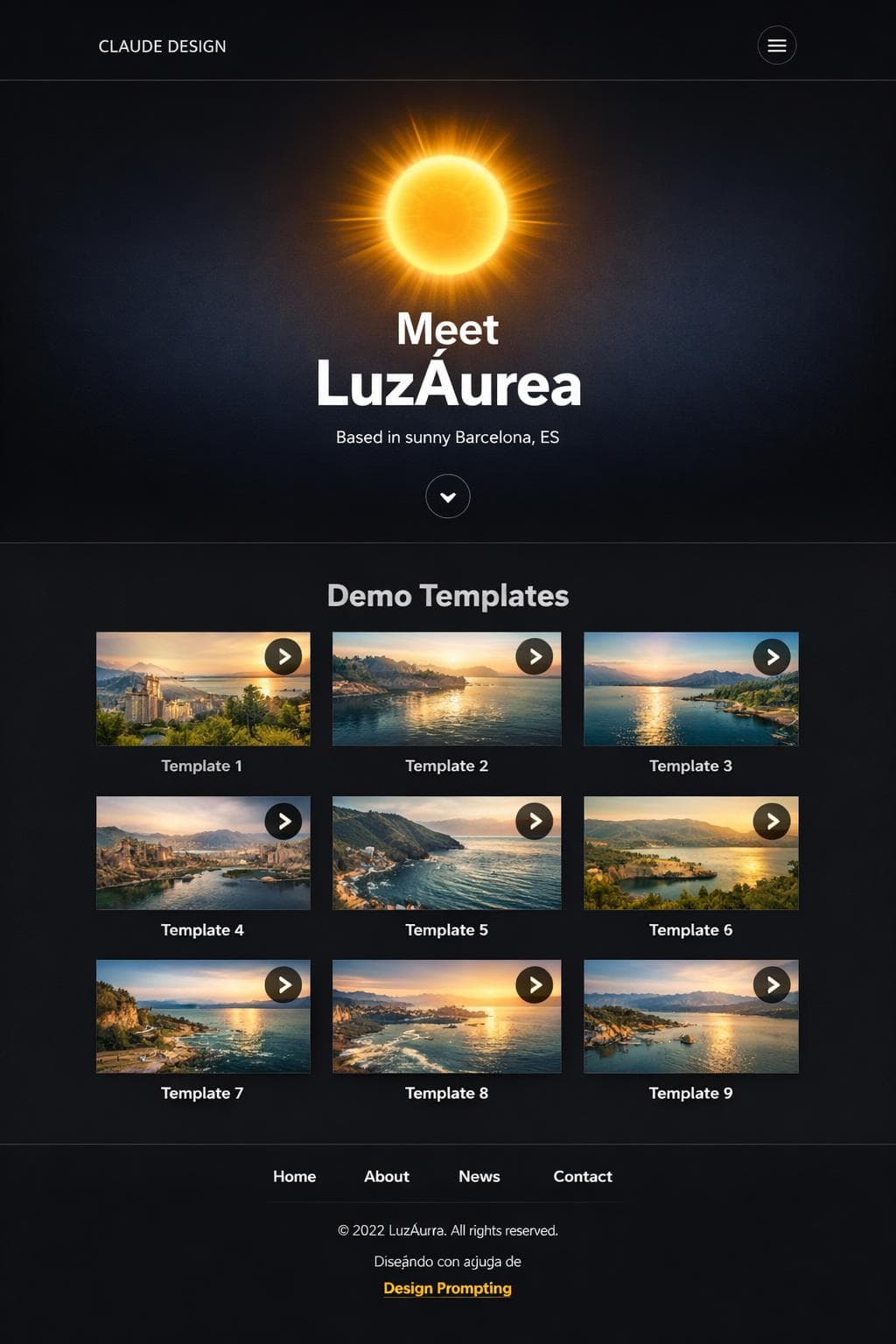 LuzÁurea — vista previa del theme