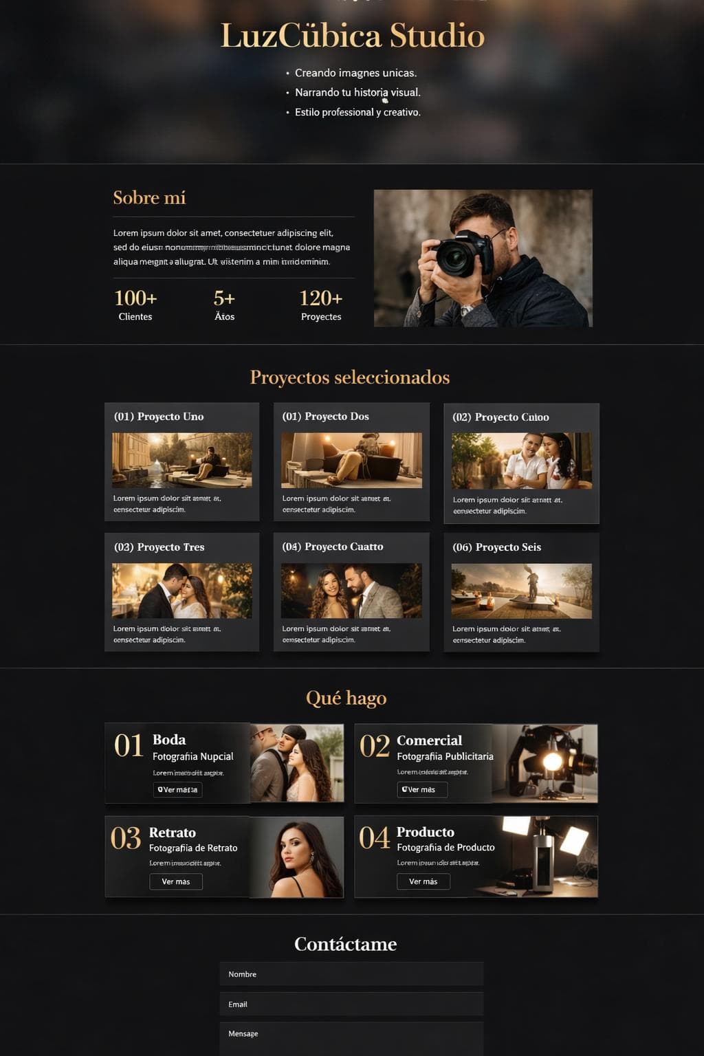 LuzCúbica Studio — vista previa del theme