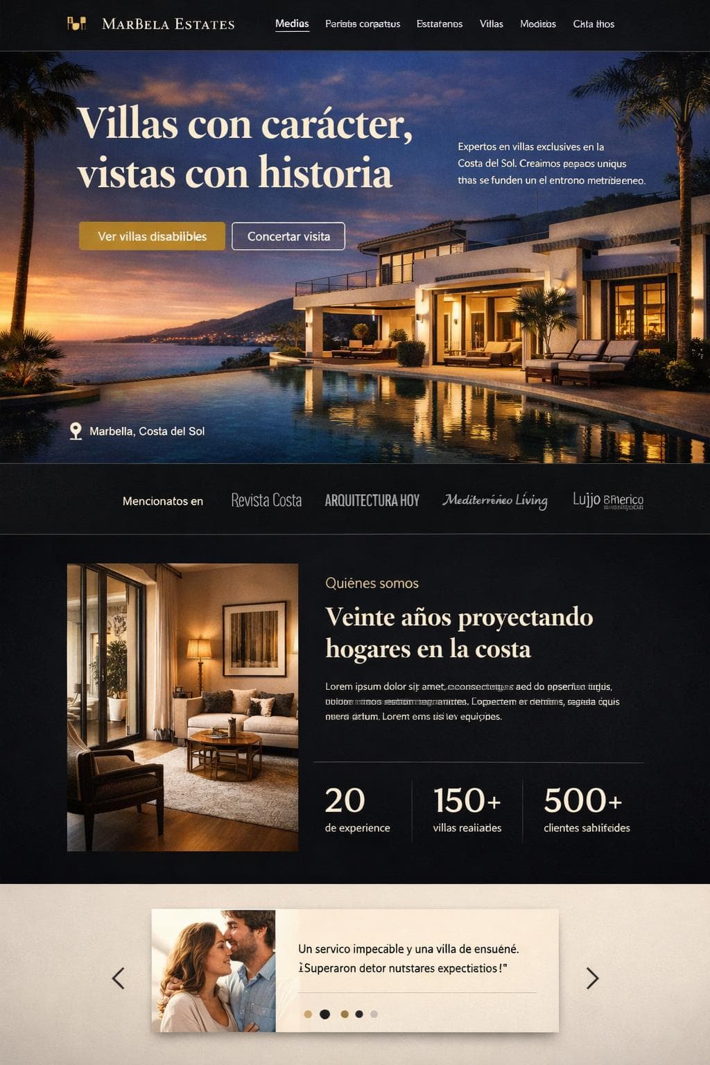 Marbella Estates — vista previa del theme