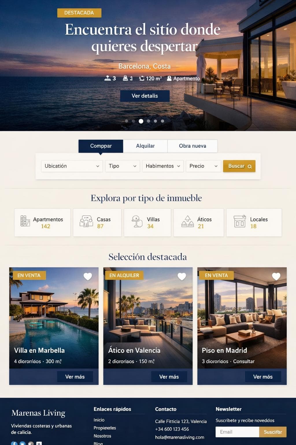 Marenas Living — vista previa del theme