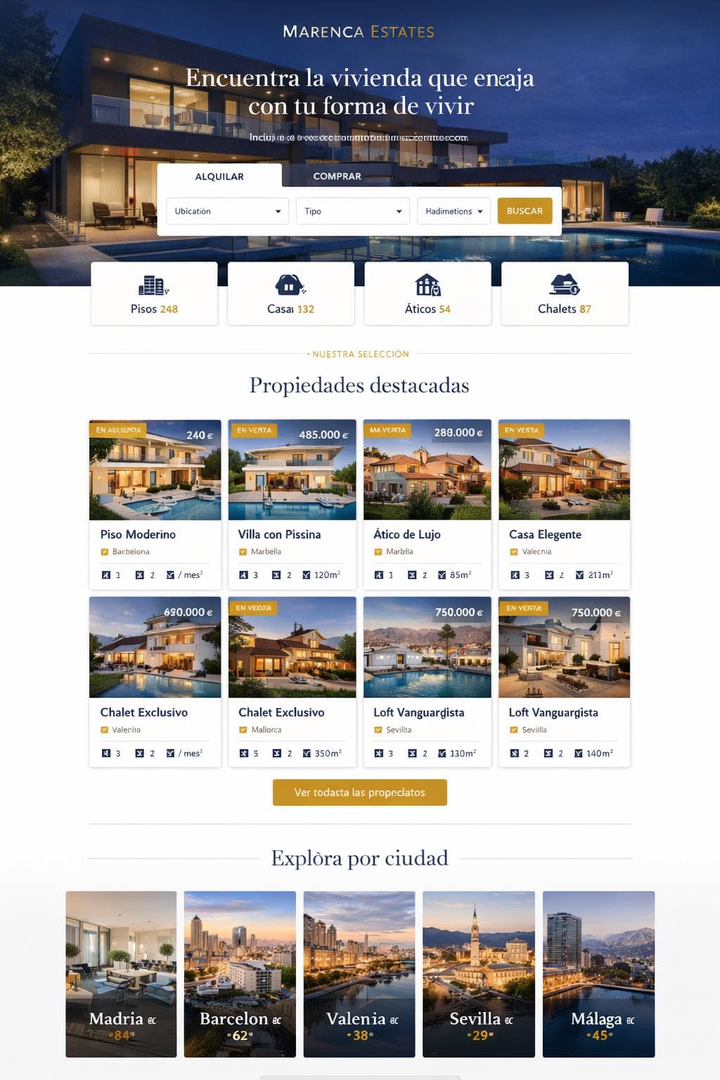 Marenca Estates — vista previa del theme