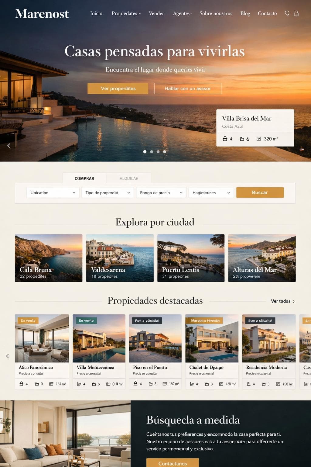 Marenost Residencias — vista previa del theme