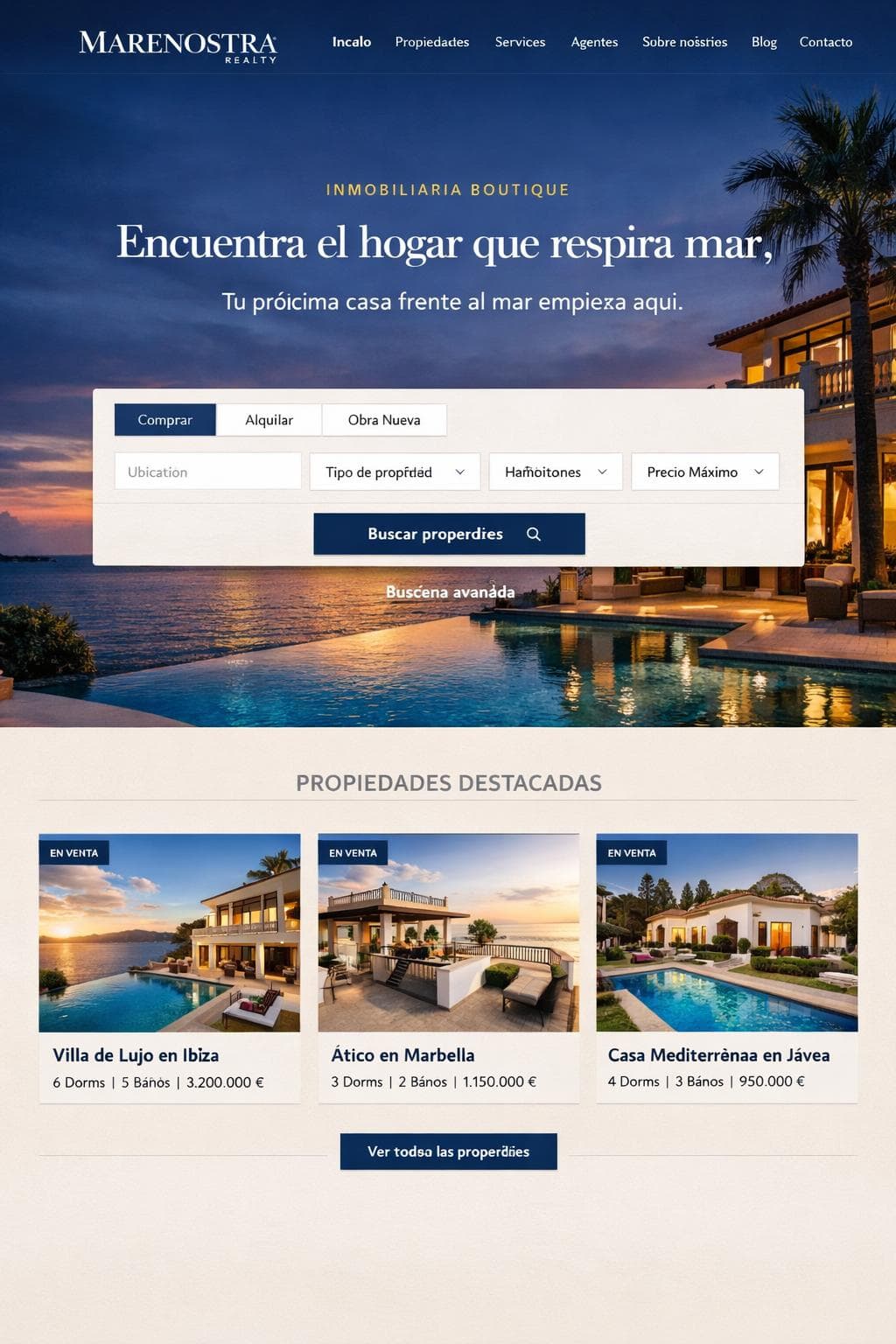 Marenostra Realty — vista previa del theme
