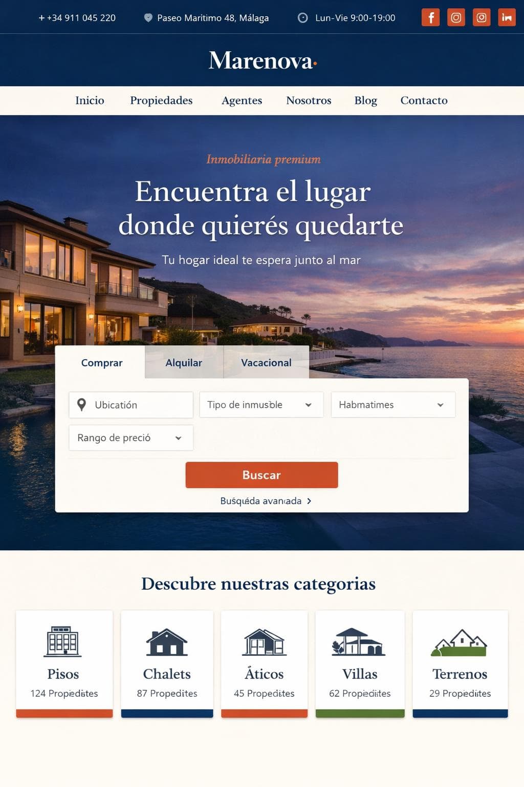 Marenova Estates — vista previa del theme