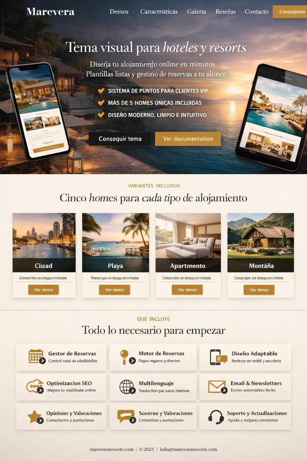 Marevera Resorts — vista previa del theme