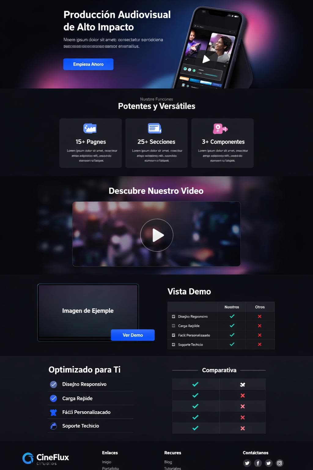 Marketing Vega — vista previa del theme