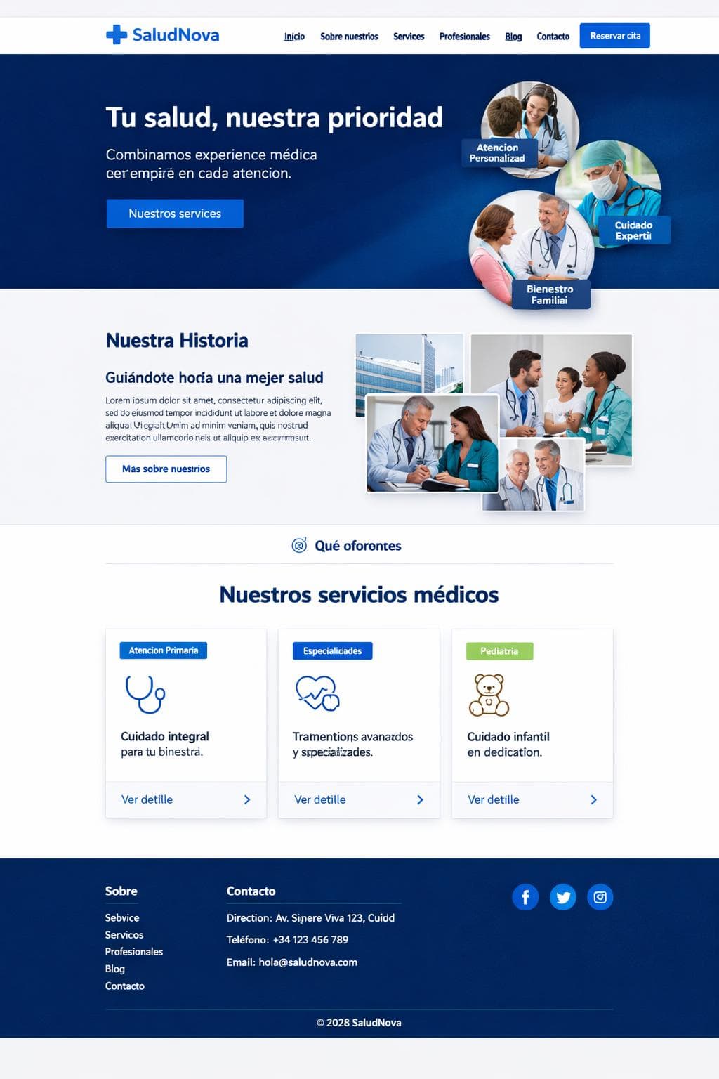 Médica Cobalto — vista previa del theme