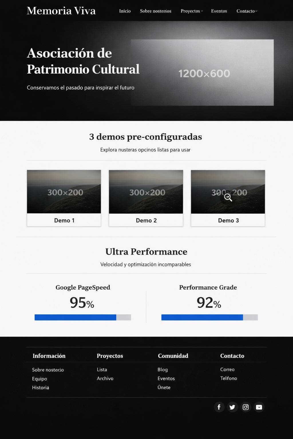 Memoria Viva — vista previa del theme