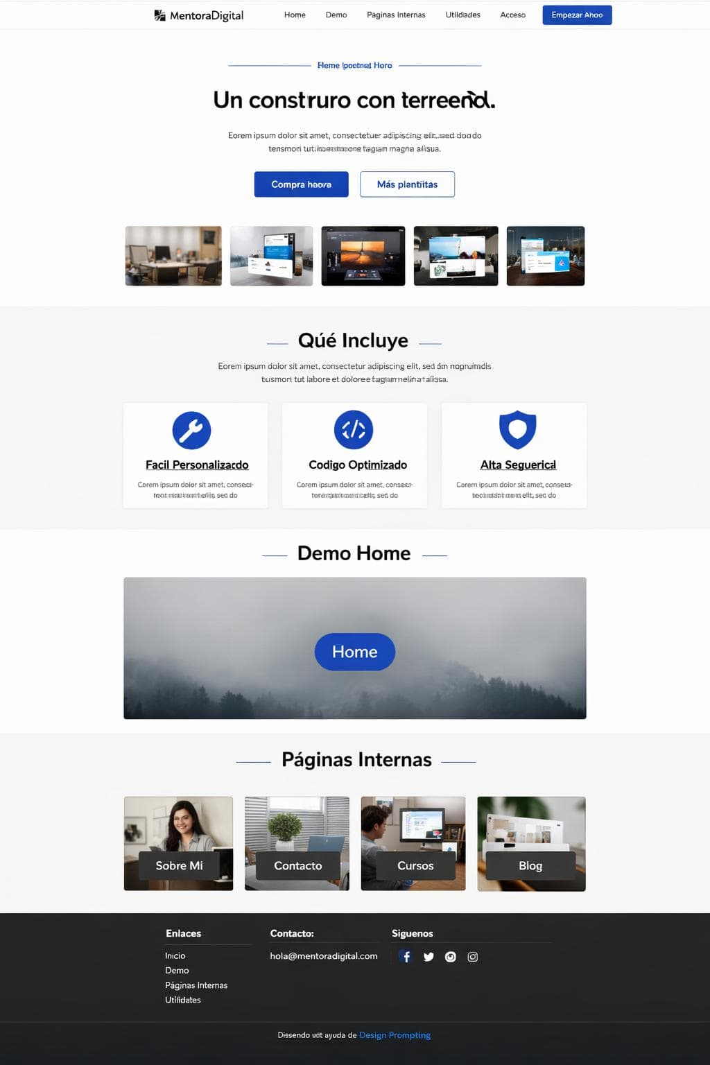 MentoraDigital — vista previa del theme