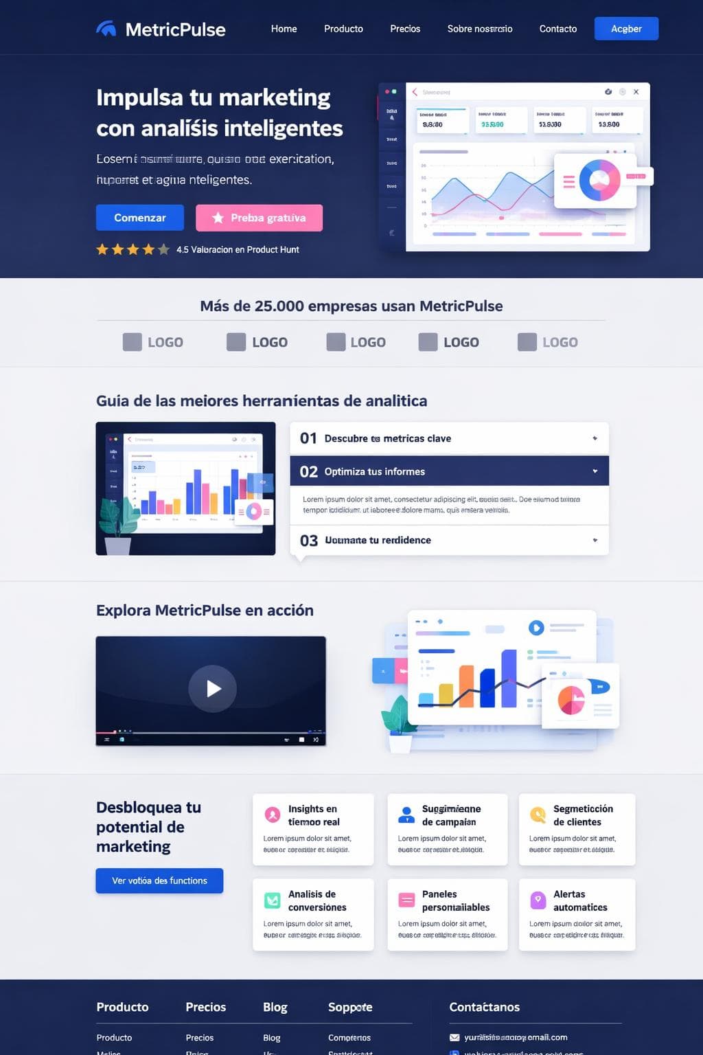 MetricPulse — vista previa del theme