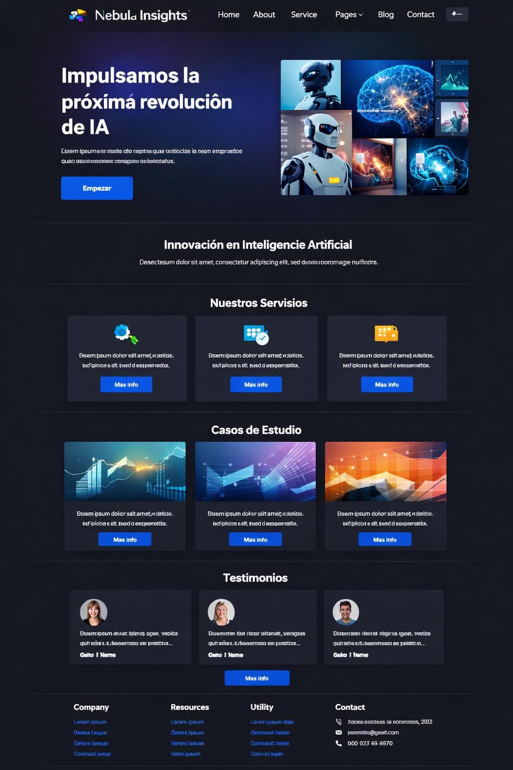 Nebula Insights — vista previa del theme
