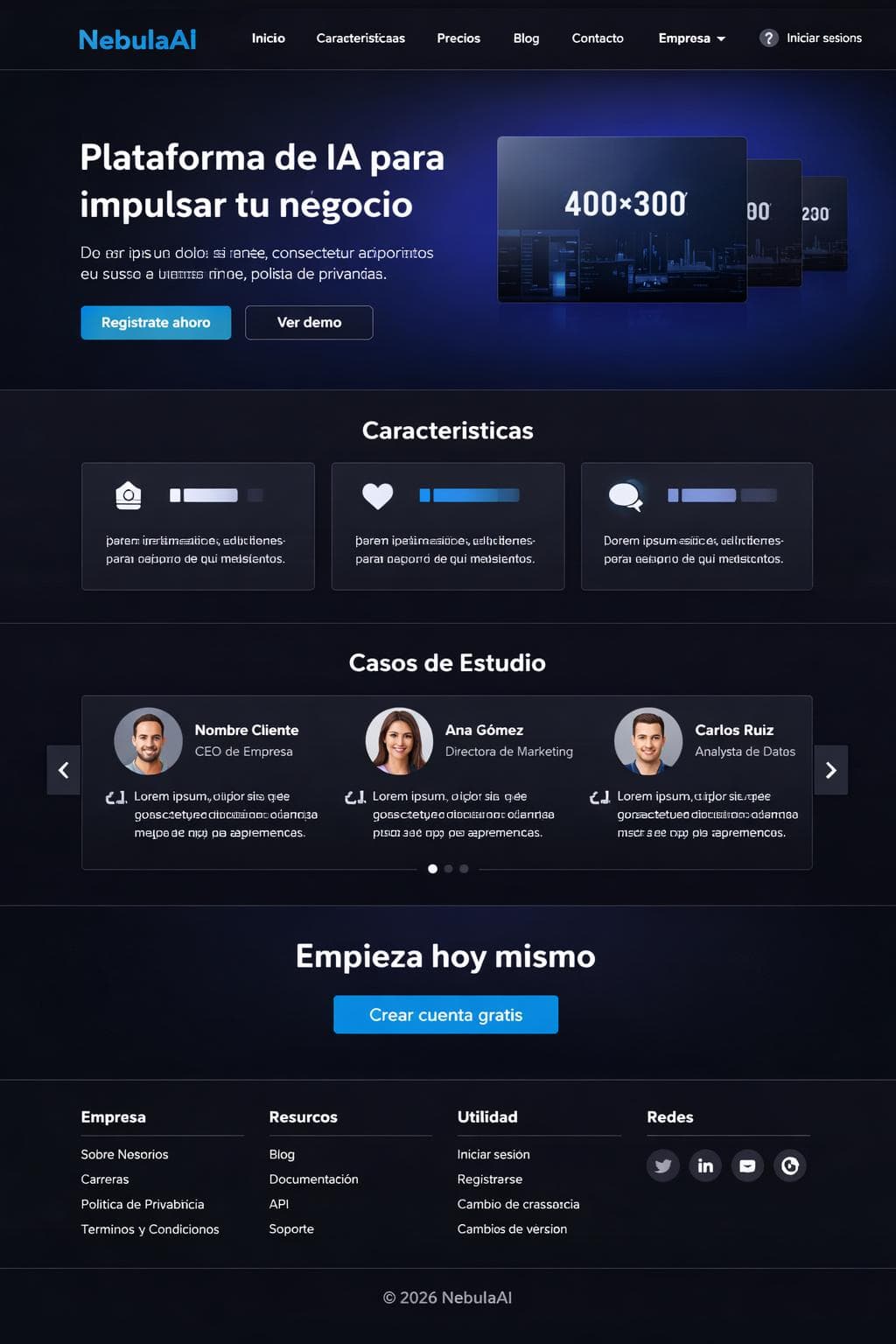 NebulaAI — vista previa del theme