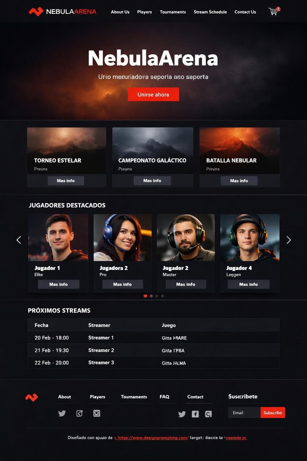 NebulaArena — vista previa del theme