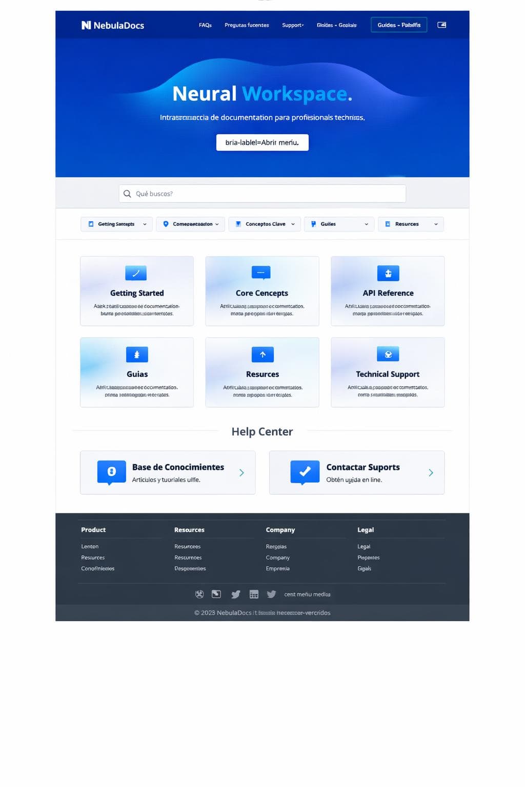 NebulaDocs — vista previa del theme