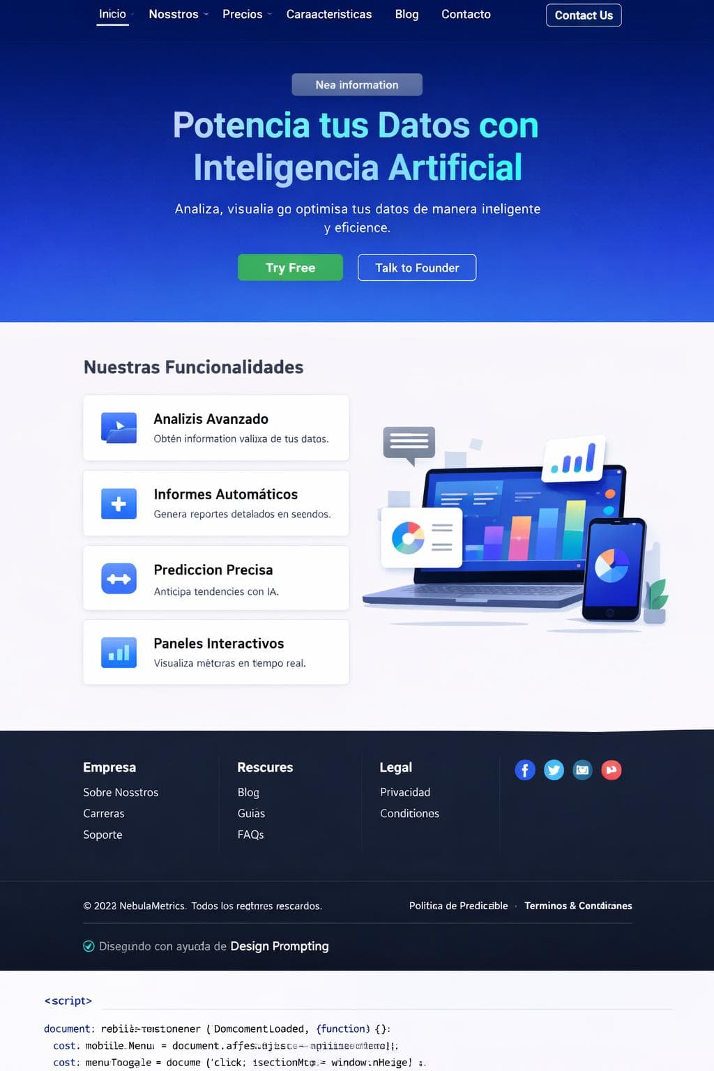 NebulaMetrics — vista previa del theme