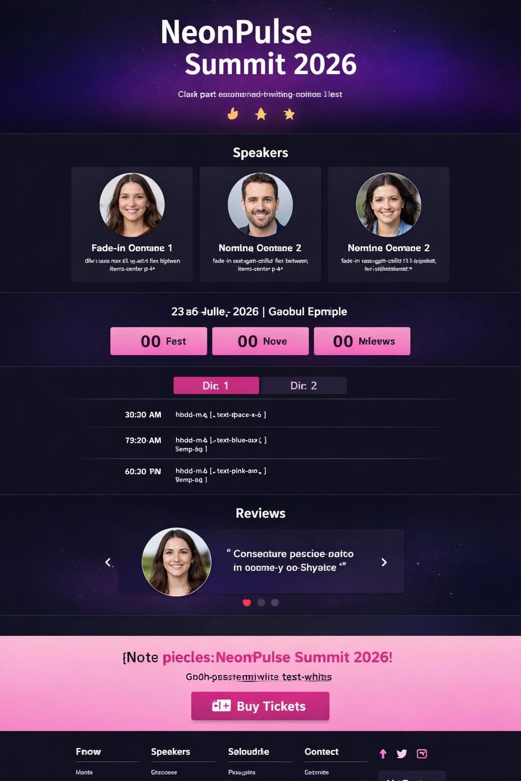 NeonPulse Summit — vista previa del theme