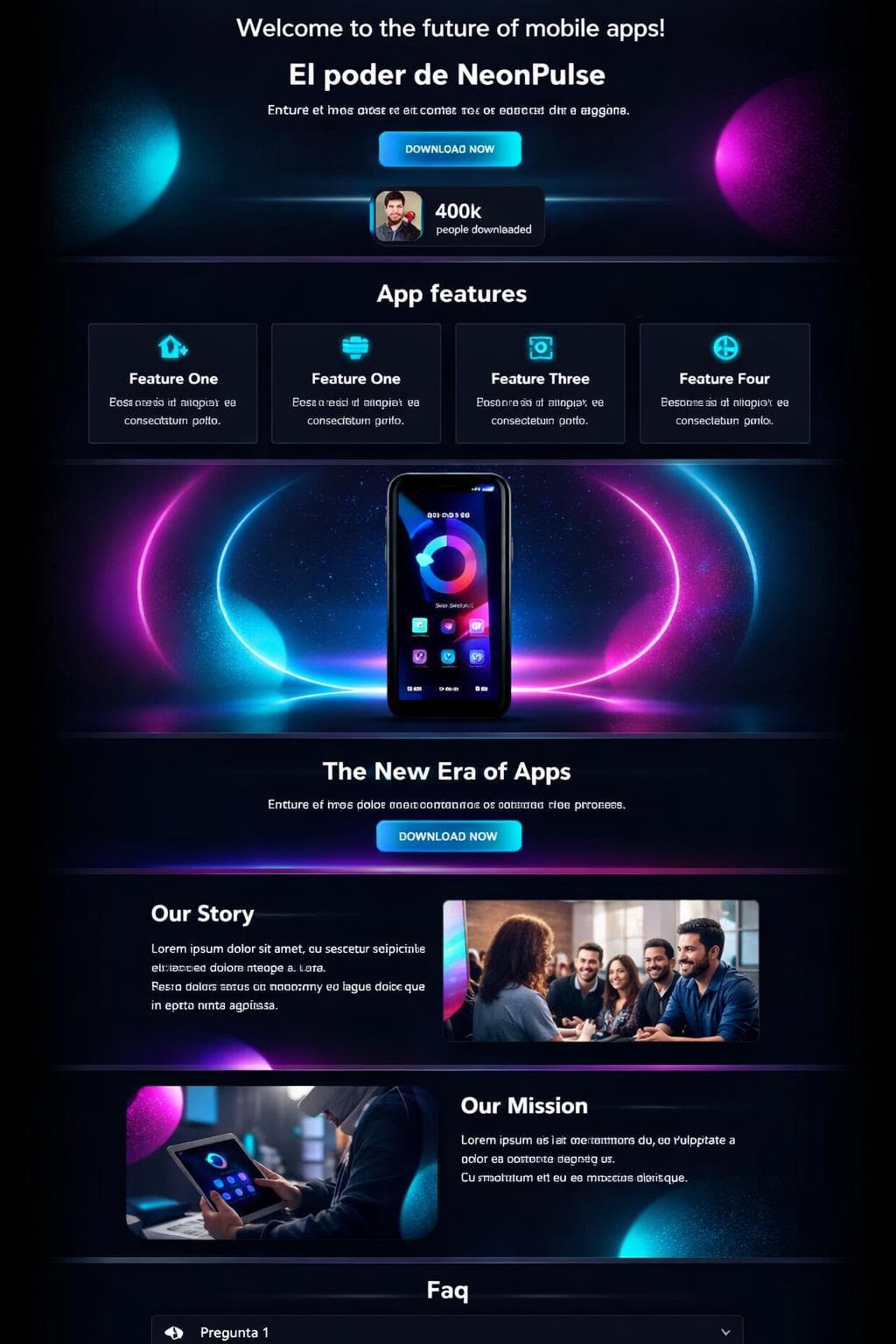 NeonPulse — vista previa del theme