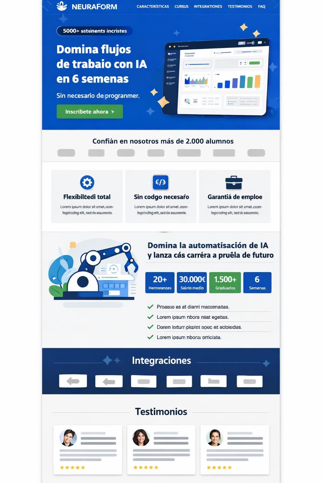 NeuraForm — vista previa del theme