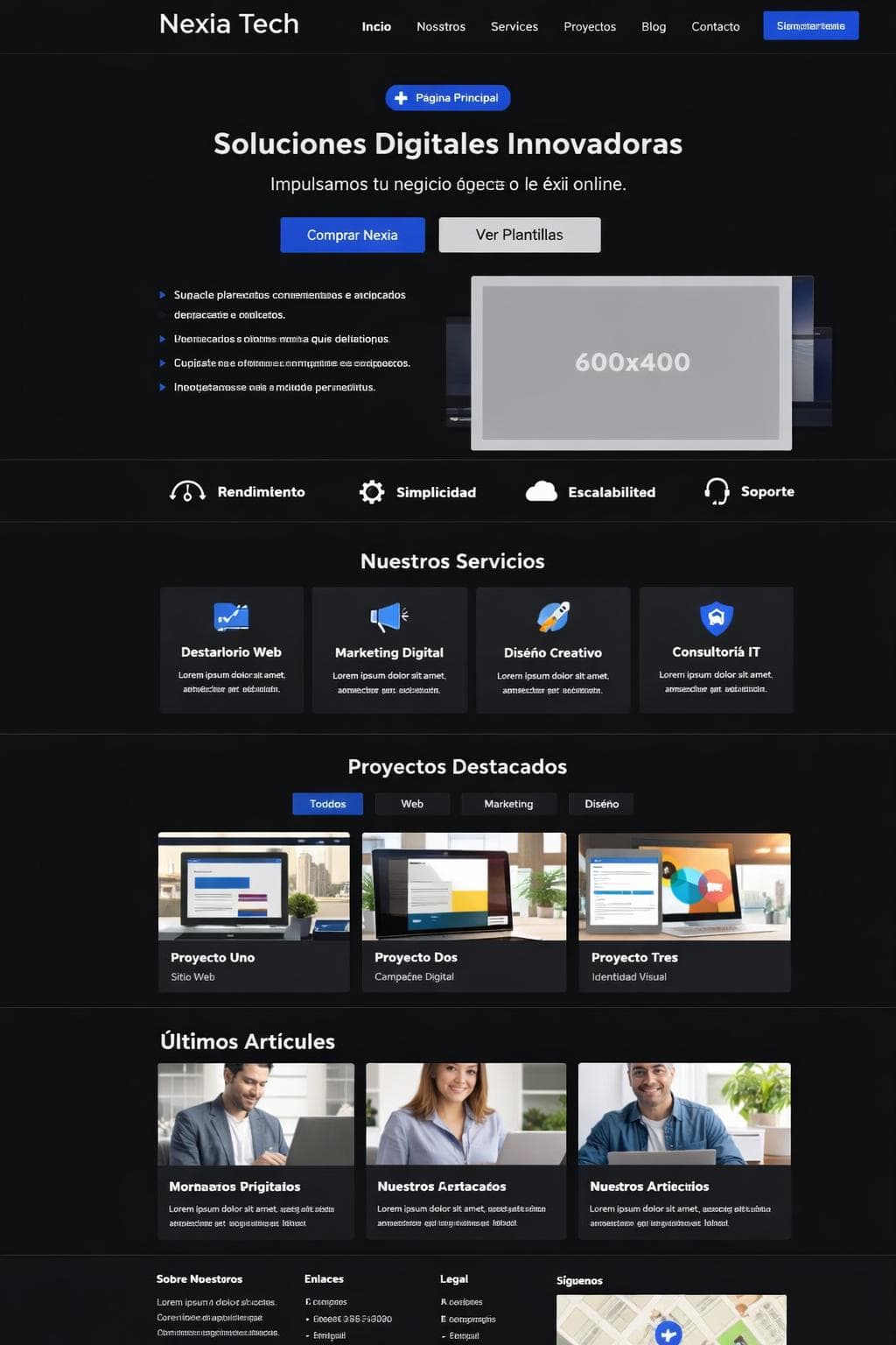 Nexia Tech — vista previa del theme