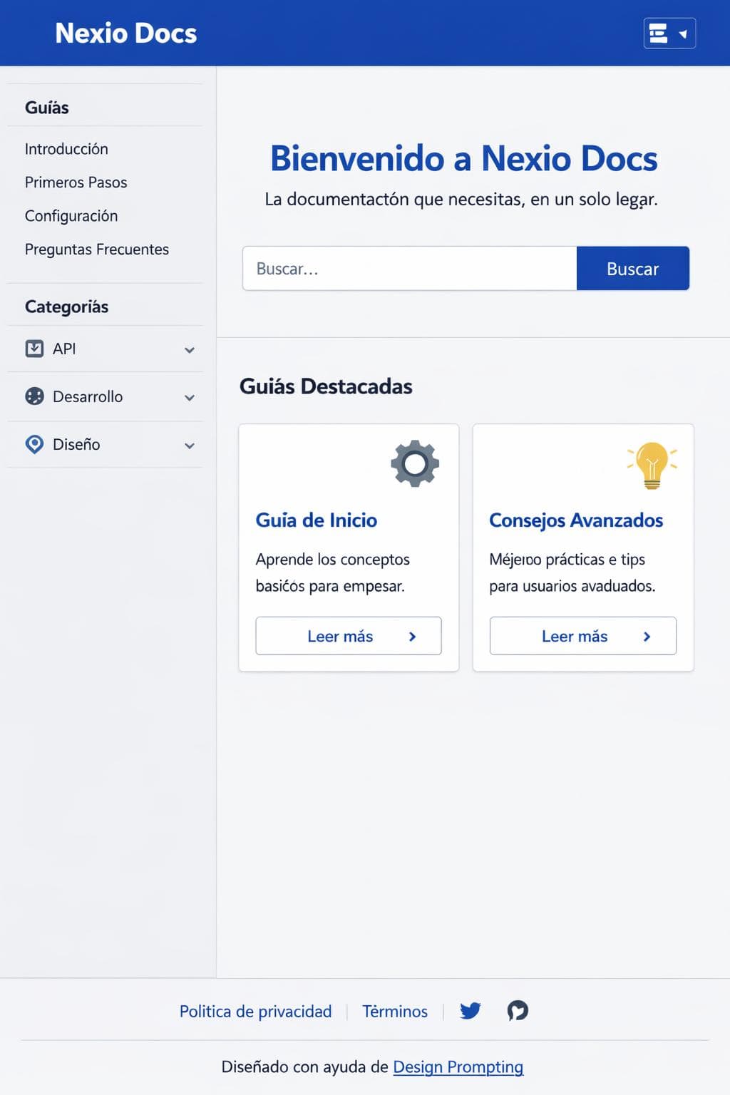 Nexio Docs — vista previa del theme