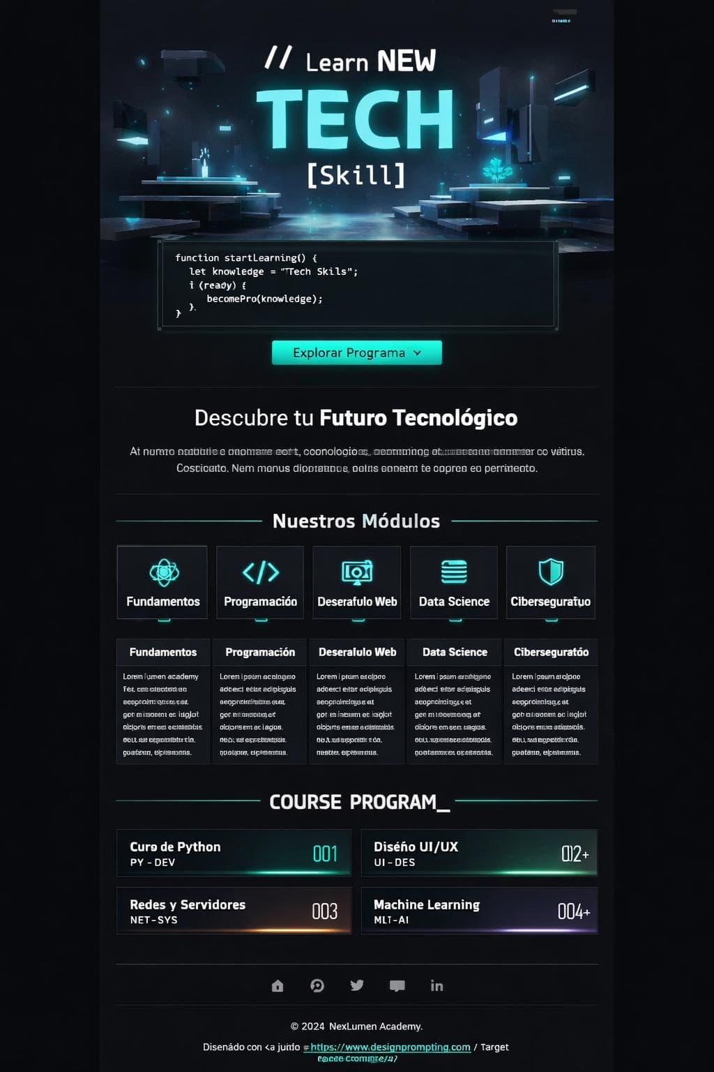 NexLumen Academy — vista previa del theme