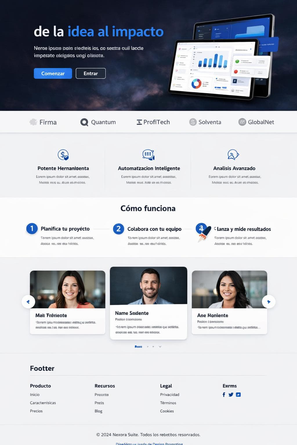 Nexora Suite — vista previa del theme