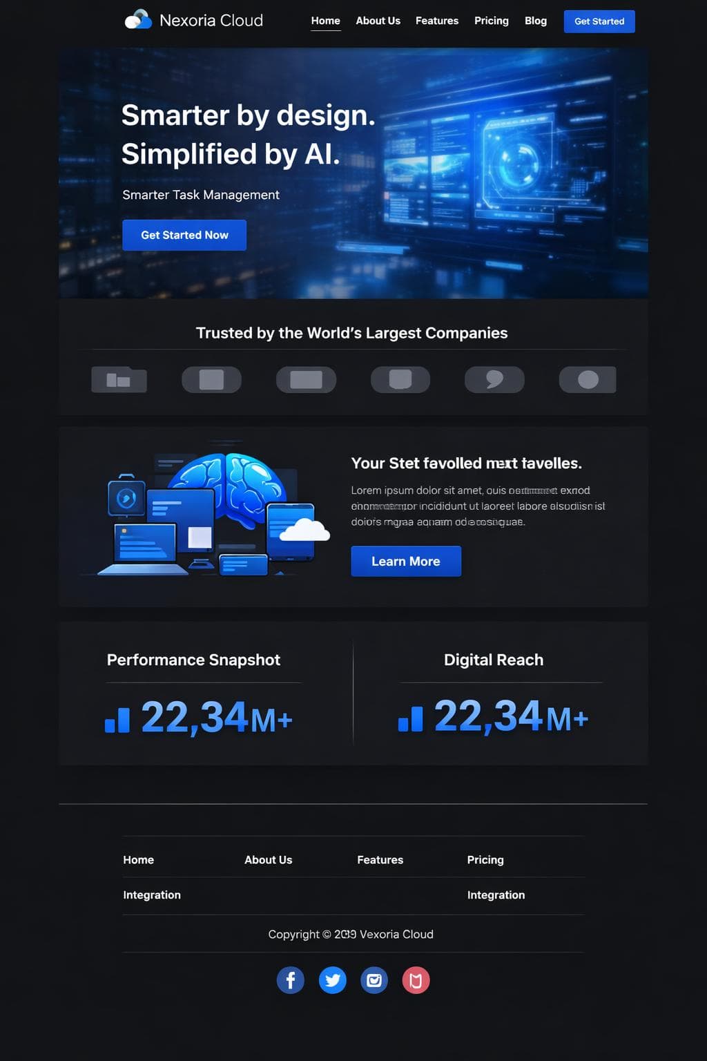 Nexoria Cloud — vista previa del theme
