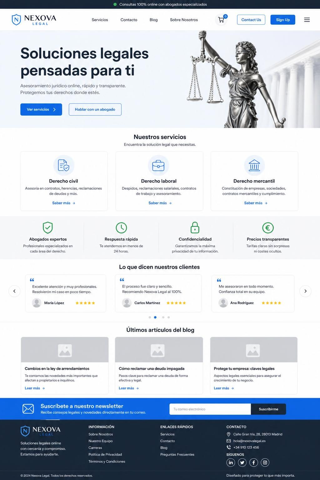 Nexova Legal — vista previa del theme