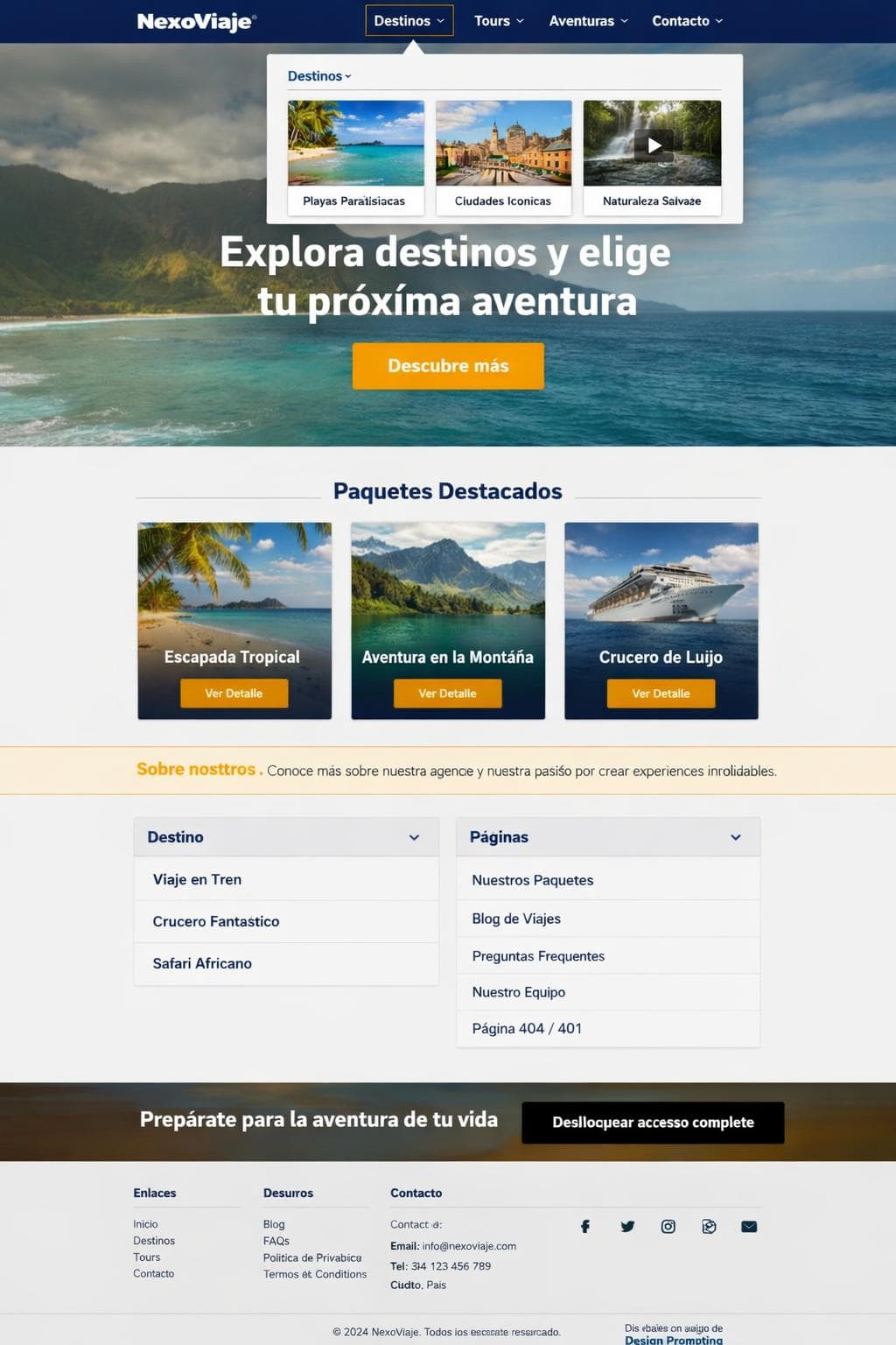 NexoViaje — vista previa del theme