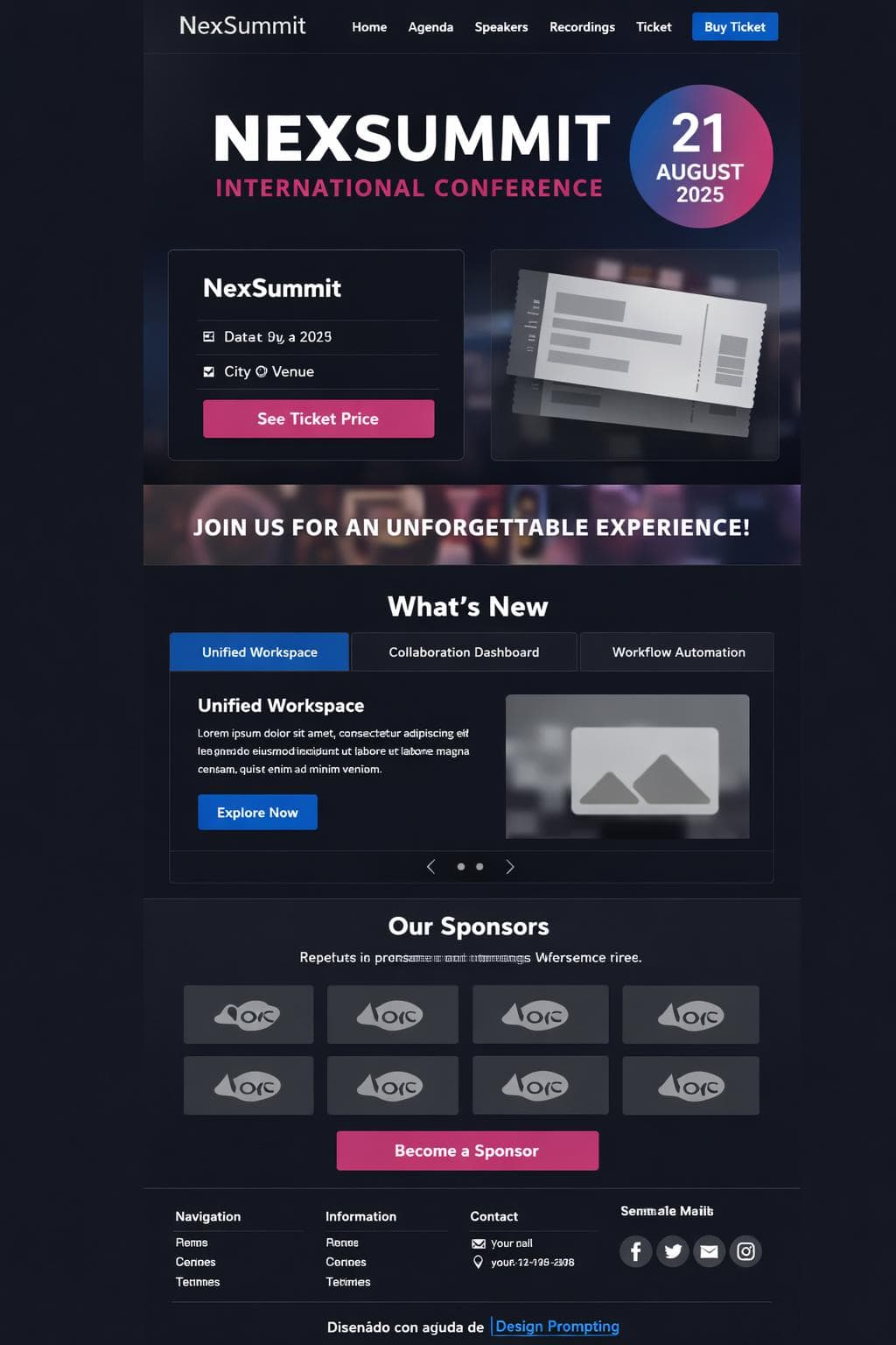 NexSummit — vista previa del theme