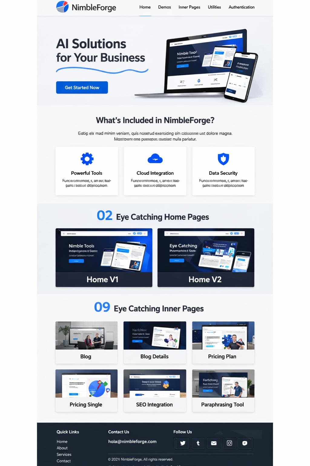 NimbleForge — vista previa del theme