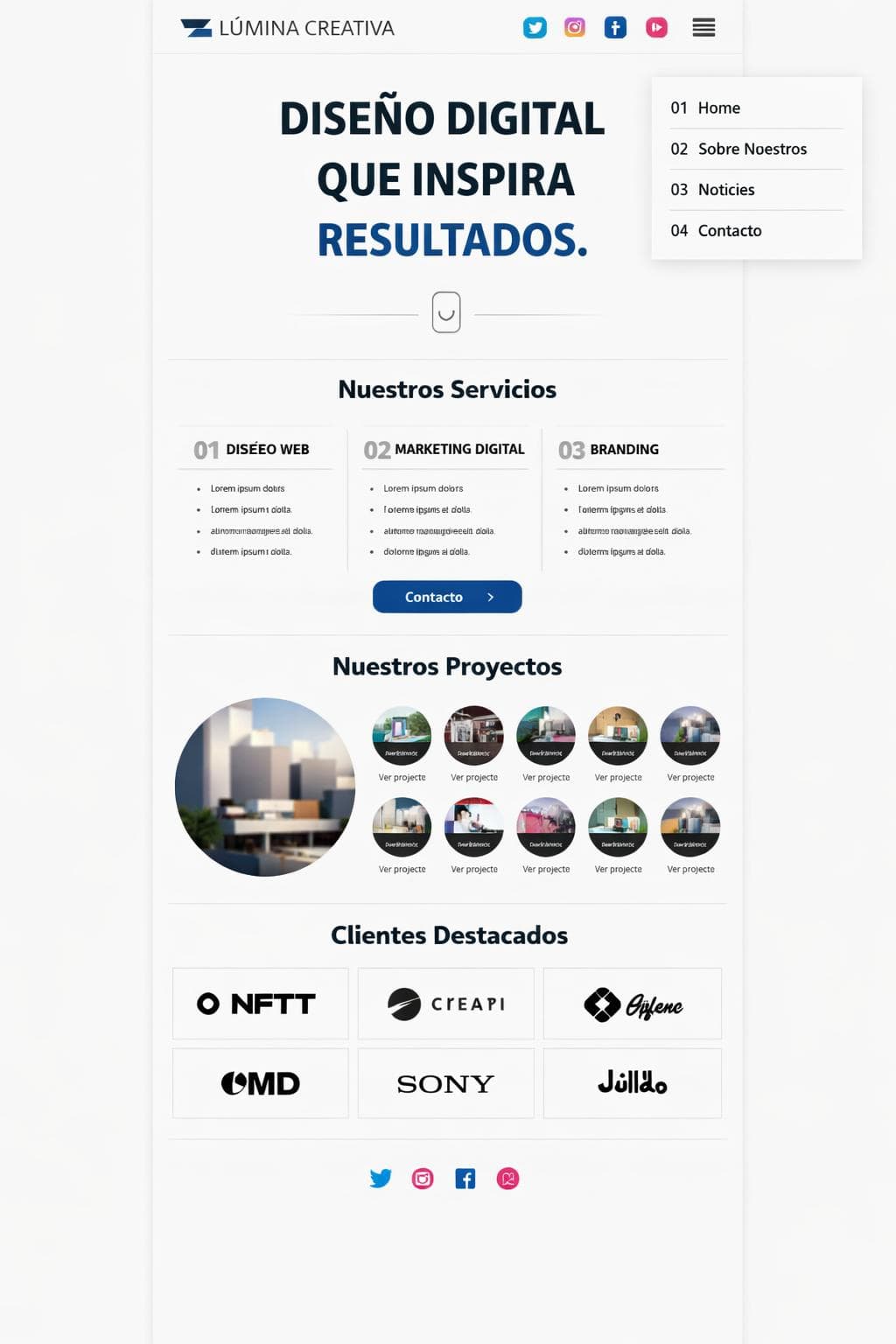 Noticias Lúmina — vista previa del theme