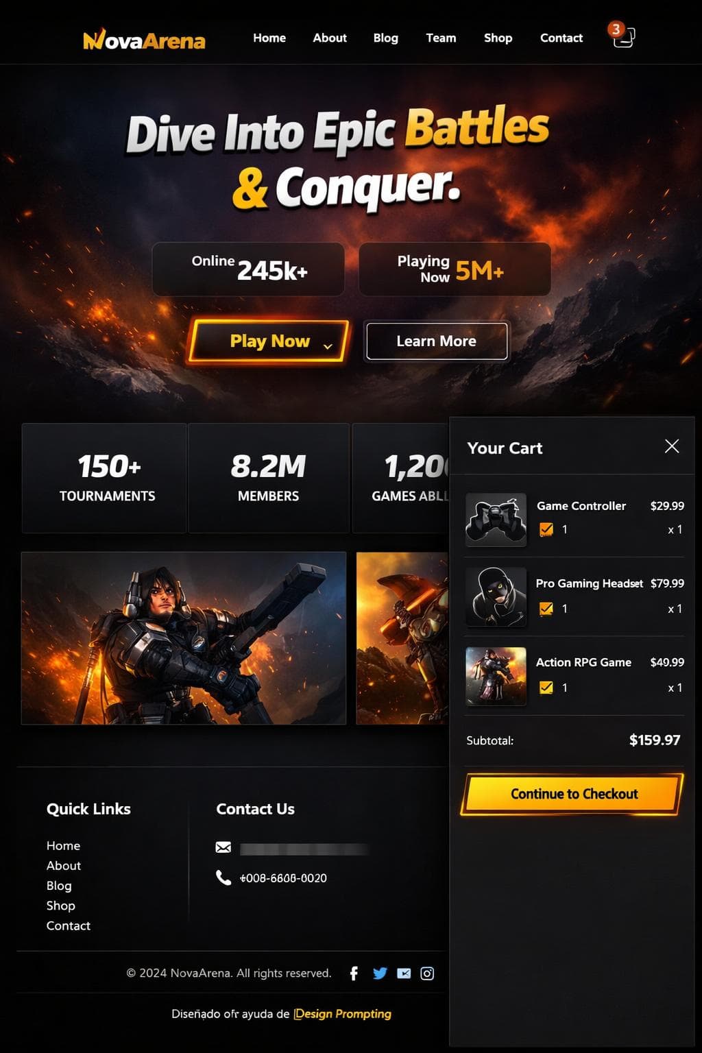 NovaArena — vista previa del theme