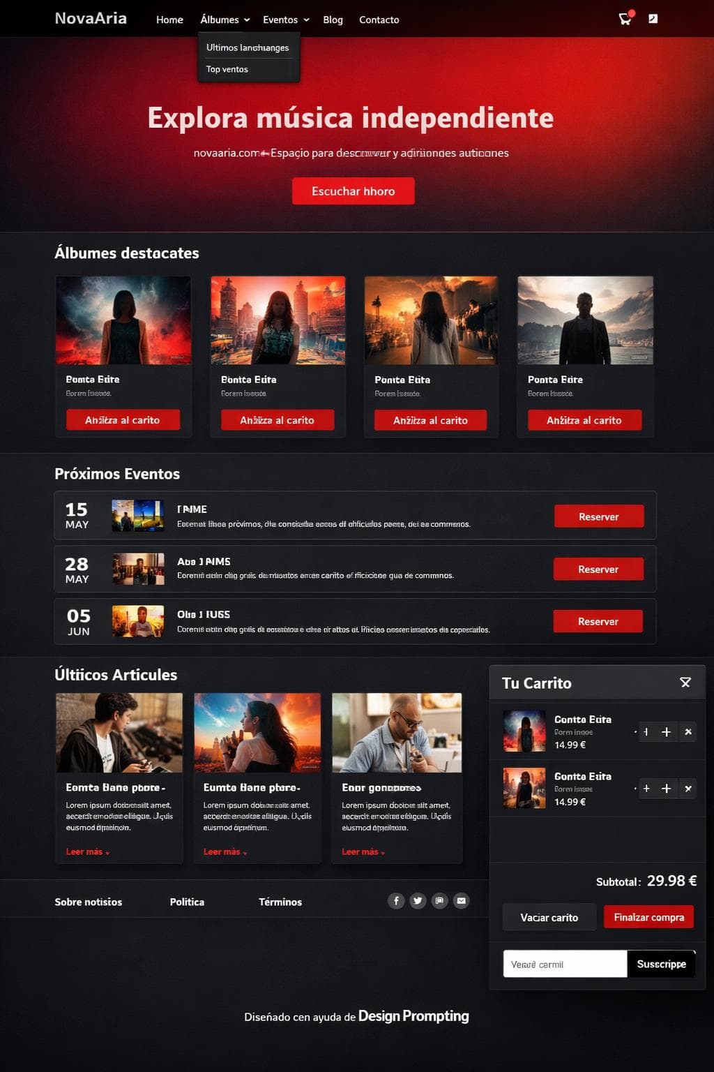 NovaAria — vista previa del theme