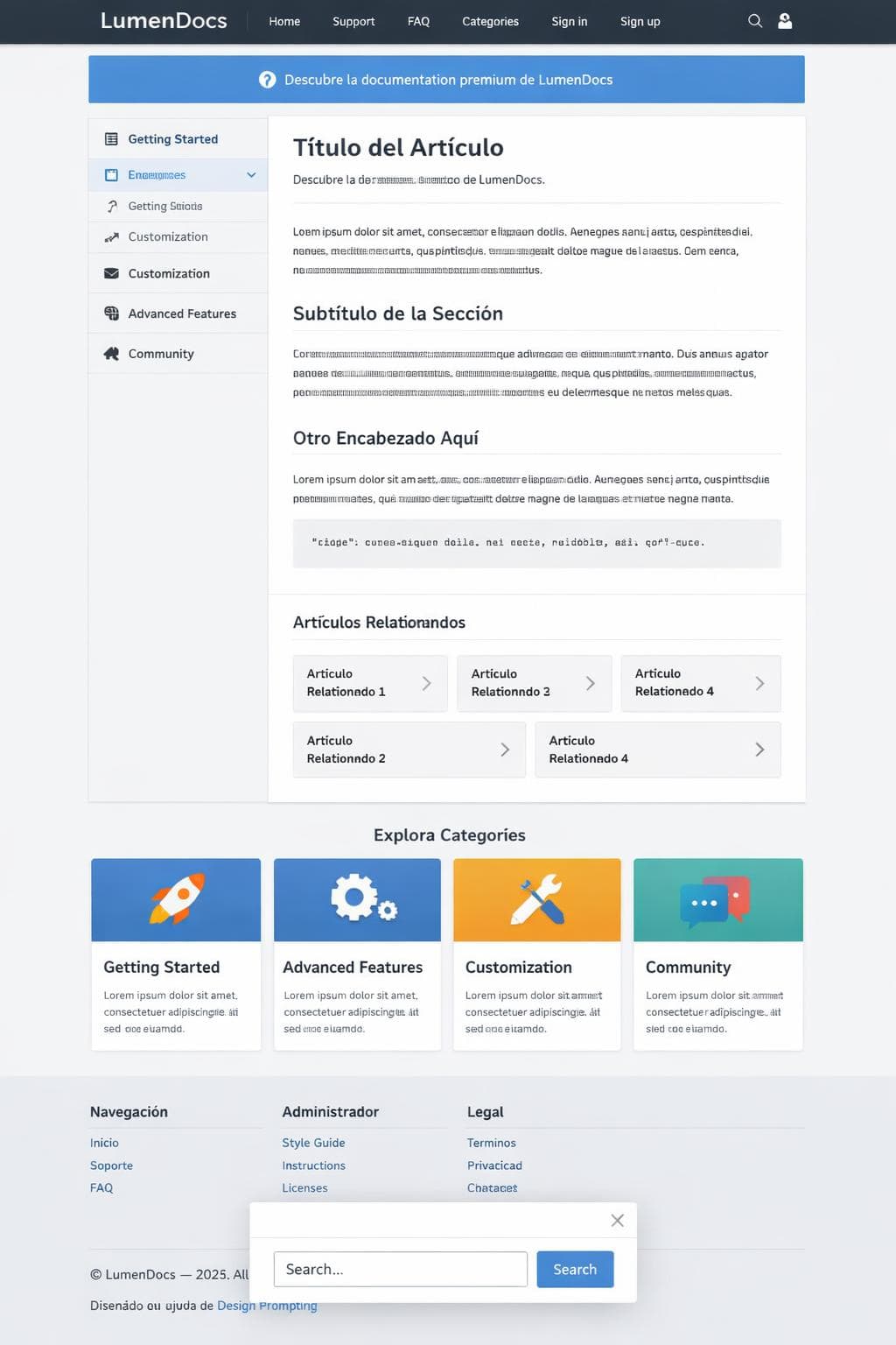 Panel Zenit — vista previa del theme