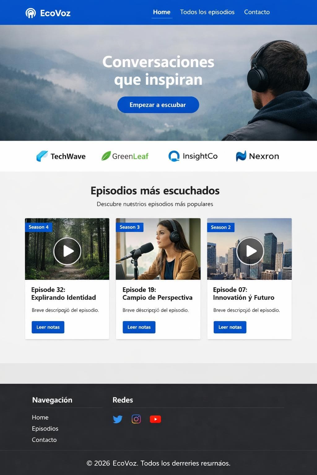 Podcast Vega — vista previa del theme