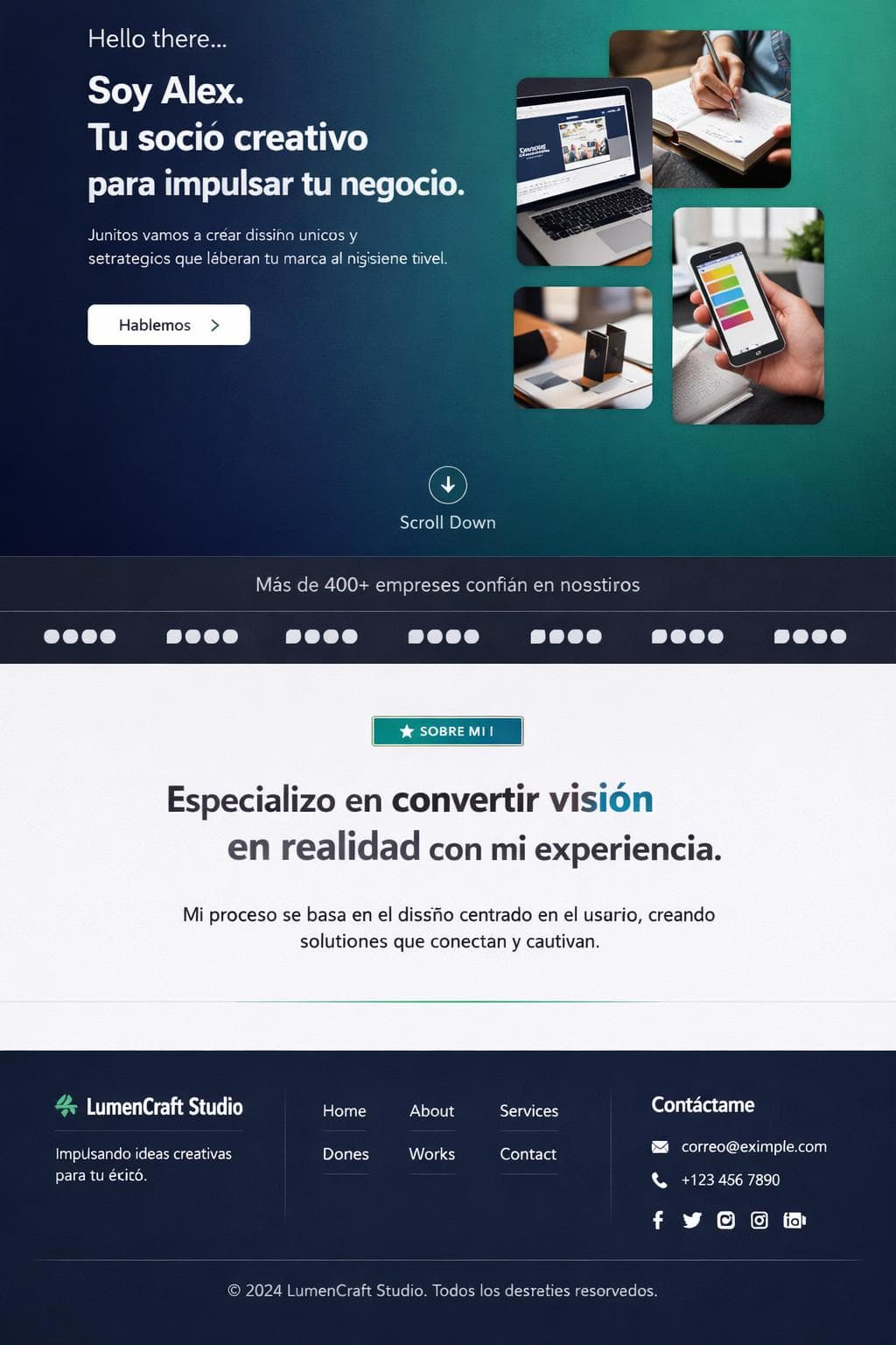 Portfolio Lira — vista previa del theme