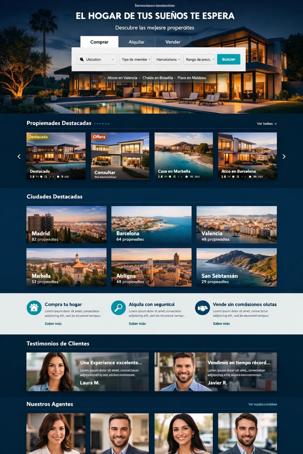 Propiedades Aurora — vista previa del theme