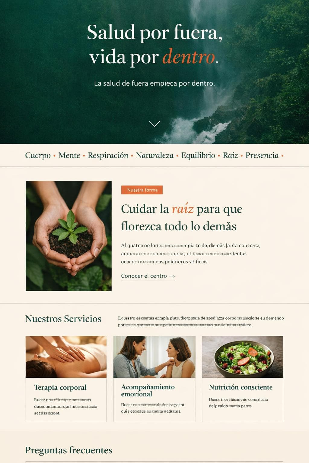 Raíz Vital — vista previa del theme