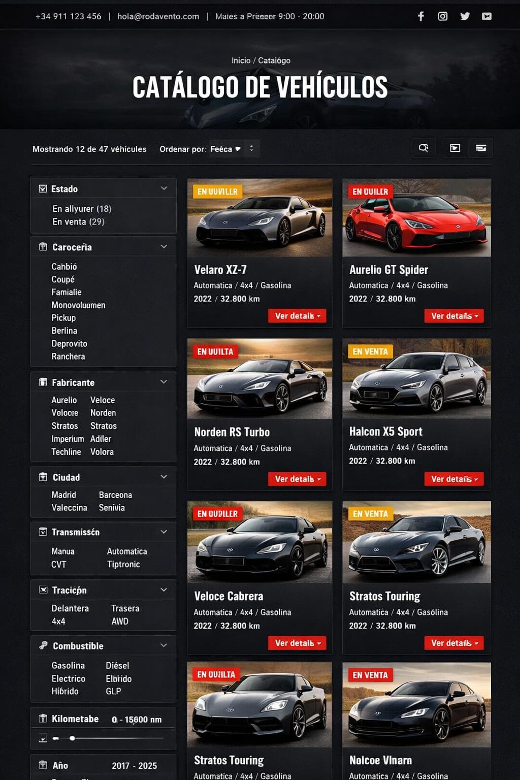 RodaVento Motors — vista previa del theme