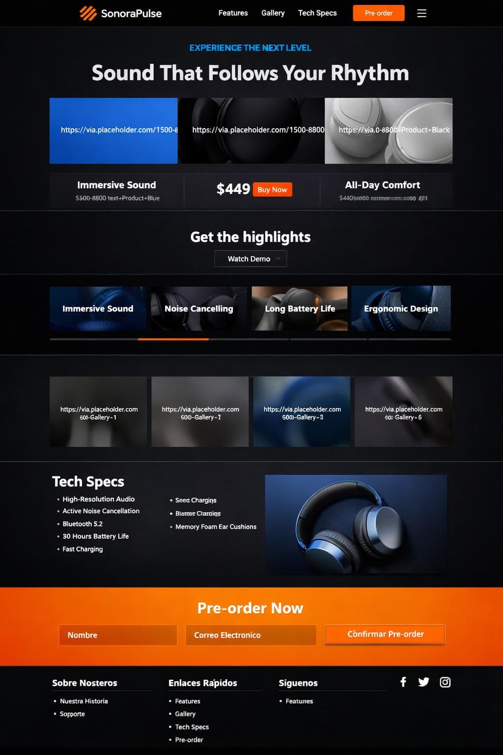 SonoraPulse — vista previa del theme
