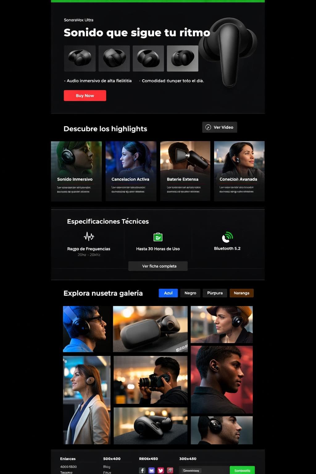SonoraVox — vista previa del theme