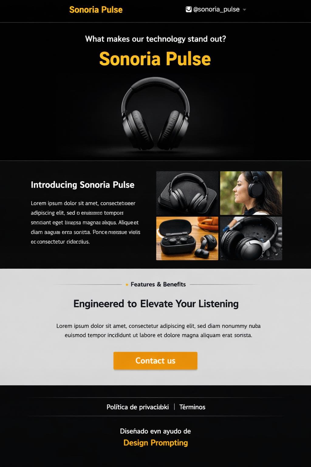 Sonoria Pulse — vista previa del theme